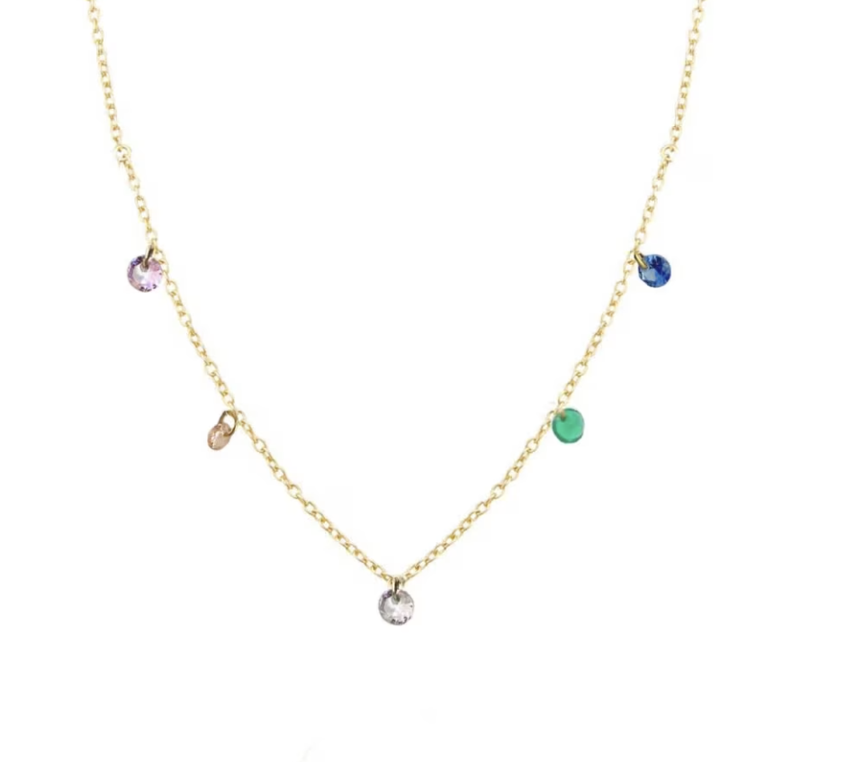 Gold Rainbow Sapphire Necklace