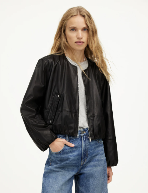 Madewell Leather Bubble Sleeve Jacket
