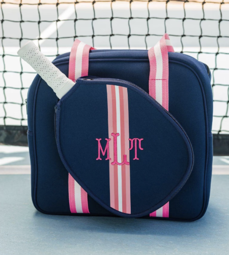 Striped Monogrammed Pickleball Bag
