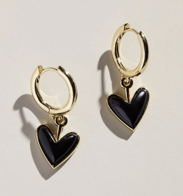 Nickel &amp; Suede Heart Earrings