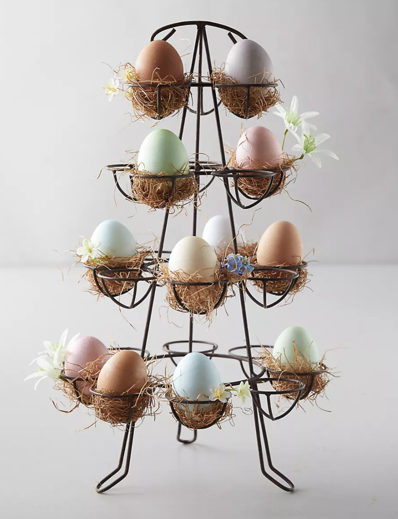 How fun is this EGG CARRIER?  Would make such a great table decoration with your dyed eggs or bring as a gift to Easter dinner with these GOLD FOIL EGGS.