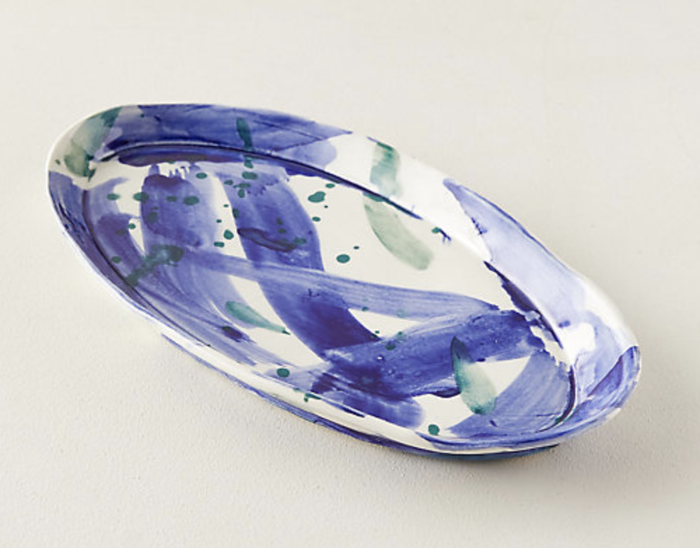 This blue and green pattern is fabulous on this FUN PLATTER.  Perfect wedding gift or something to snazz up your next cookout in the backyard.