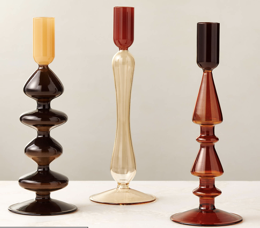Warm Tones Glass Candlesticks