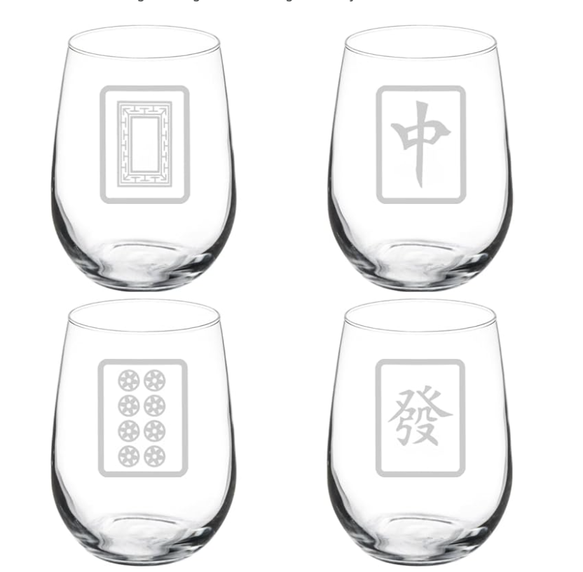 Stemless Mahjong Wine Glasses