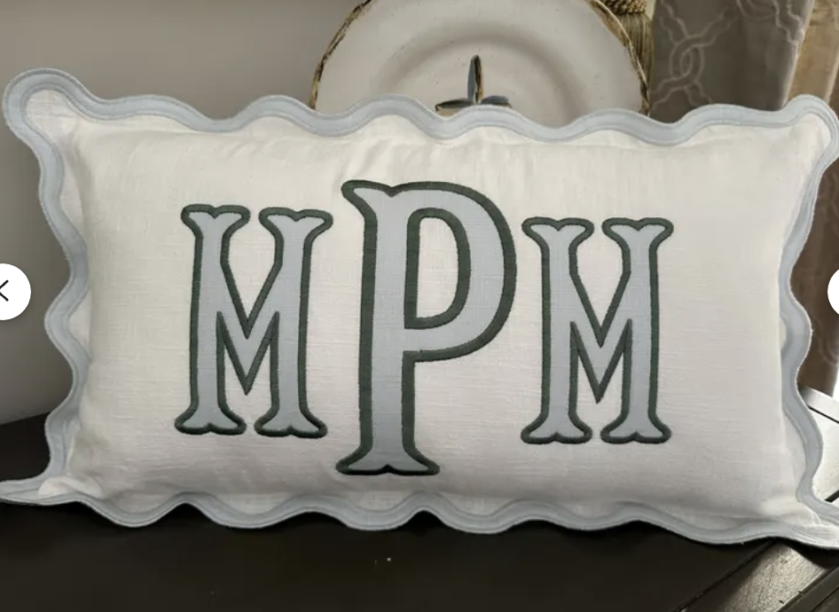 Monogrammed Scalloped Pillow