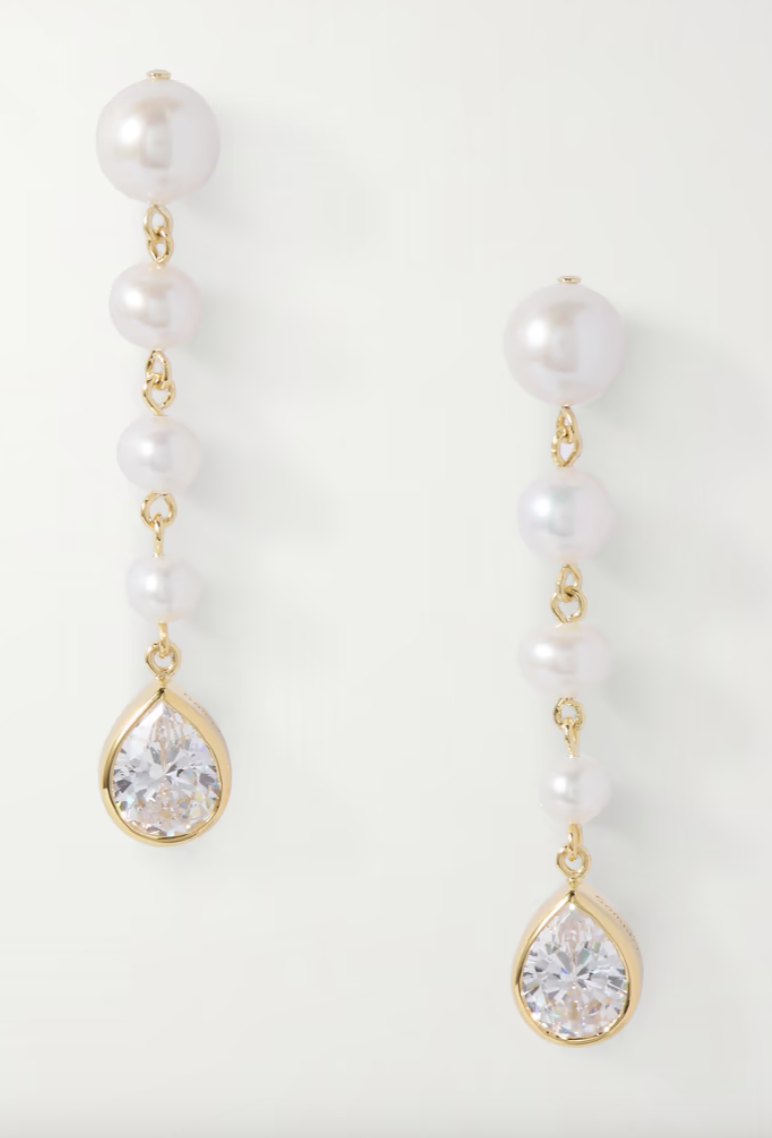 Pearl and Cubic Z Earrings