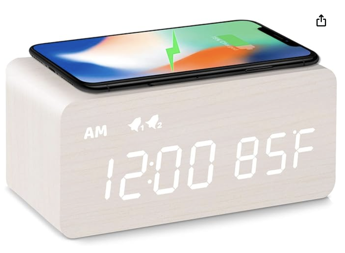 Wooden Alarm Clock and Charger