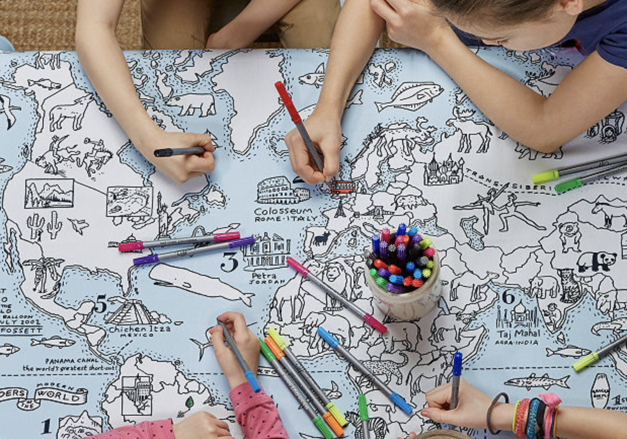 World Map Coloring Tablecloth (Copy)