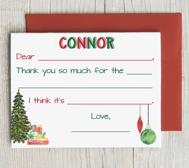 Kid's Christmas Thank You Notes