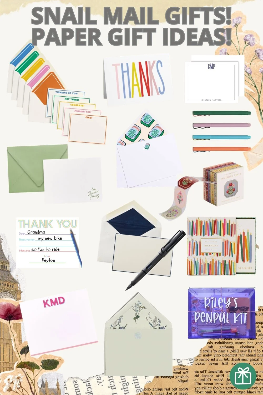 Paper gift ideas for your writers.  Personalized stationary, return address labels and notecards for great birthday gifts and wedding gifts.