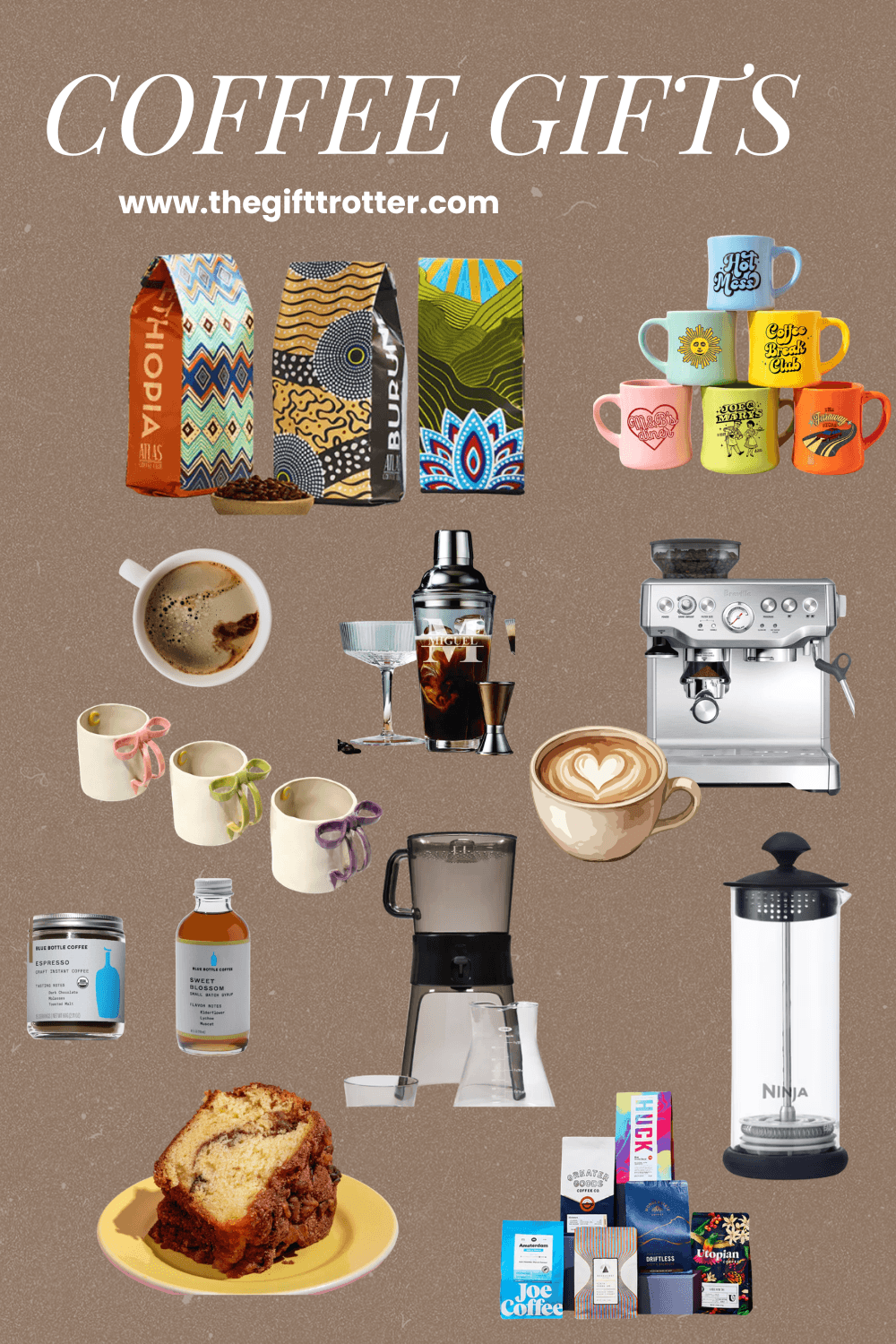 coffee and tea gift guide ~ gifts for coffee lovers that include coffee makers, special coffees and tea gift ideas