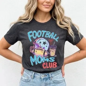 Football Moms Club T-Shirt, Casual Graphic Tee