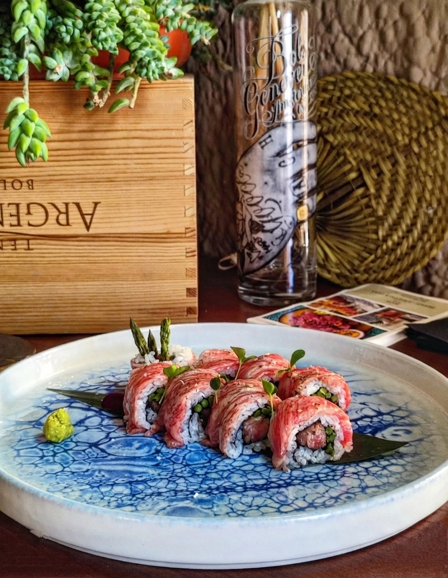 Japanese Wagyu prende forma di un uramaki.