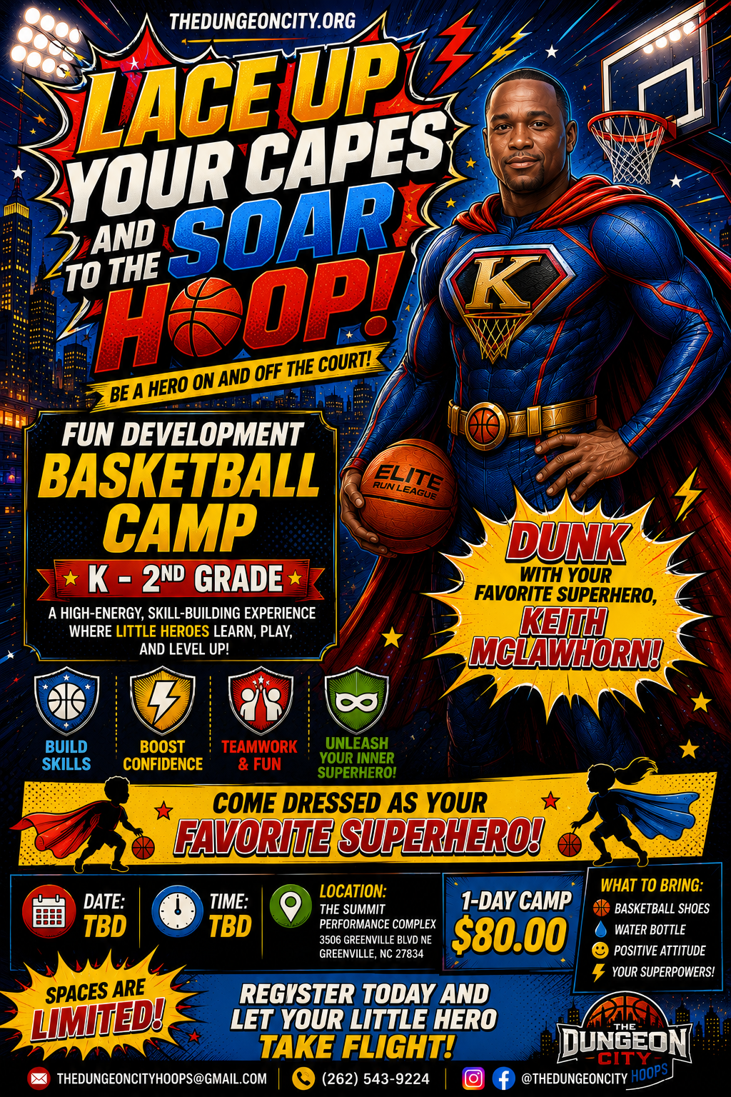 Lace Up Your Capes & Soar to the Hoop! Superhero Basketball Camp