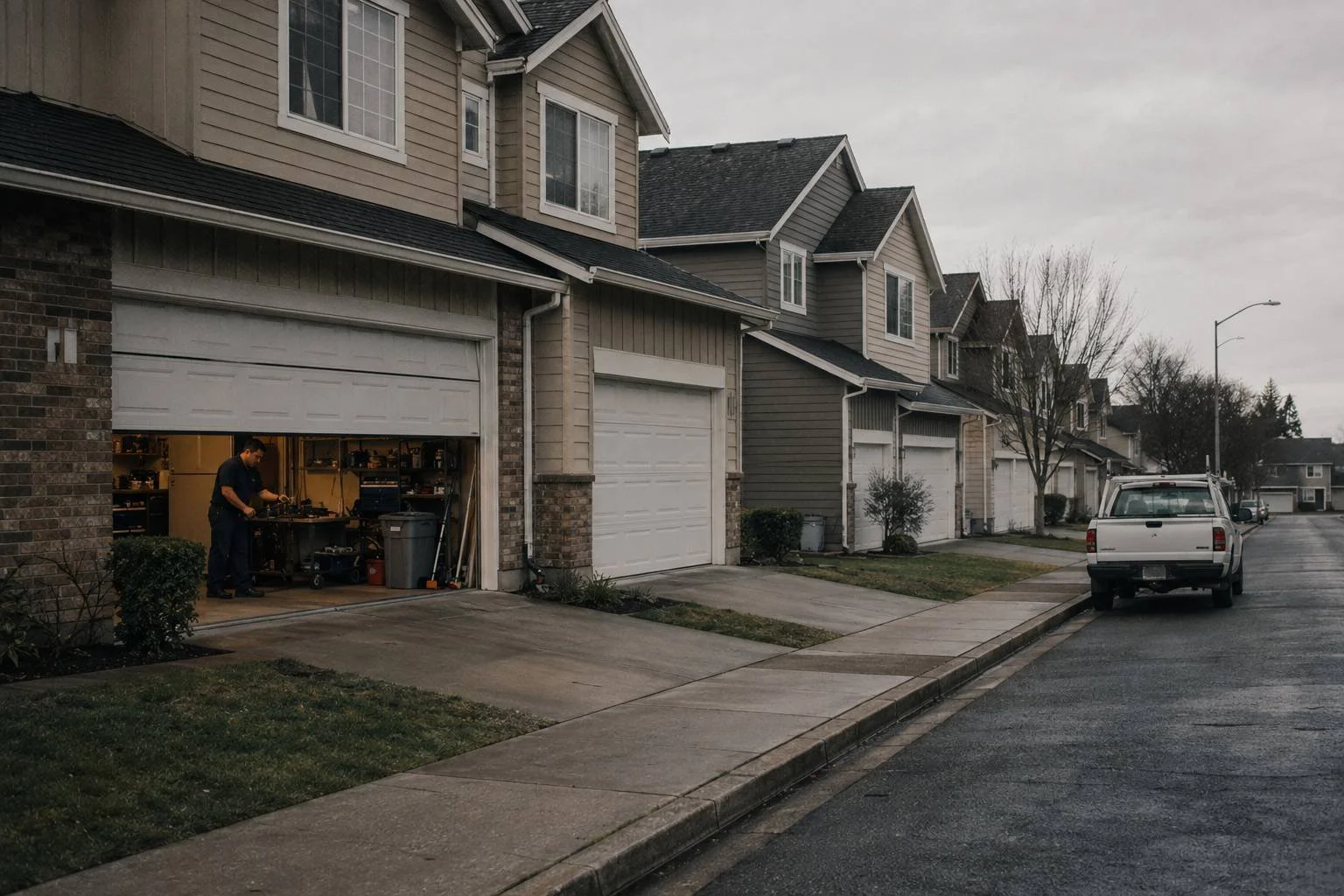 A residential street of homes with garage doors, the fragmented market a local operator serves