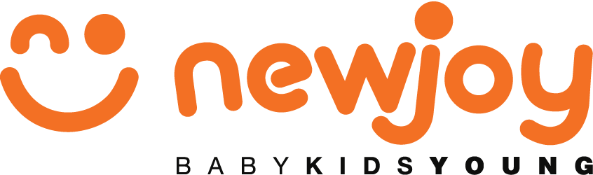 YeniJoy logosu, turuncu renkli ve çocuklar için uygun güvenli ürünleri temsil eden bir tasarıma sahiptir.