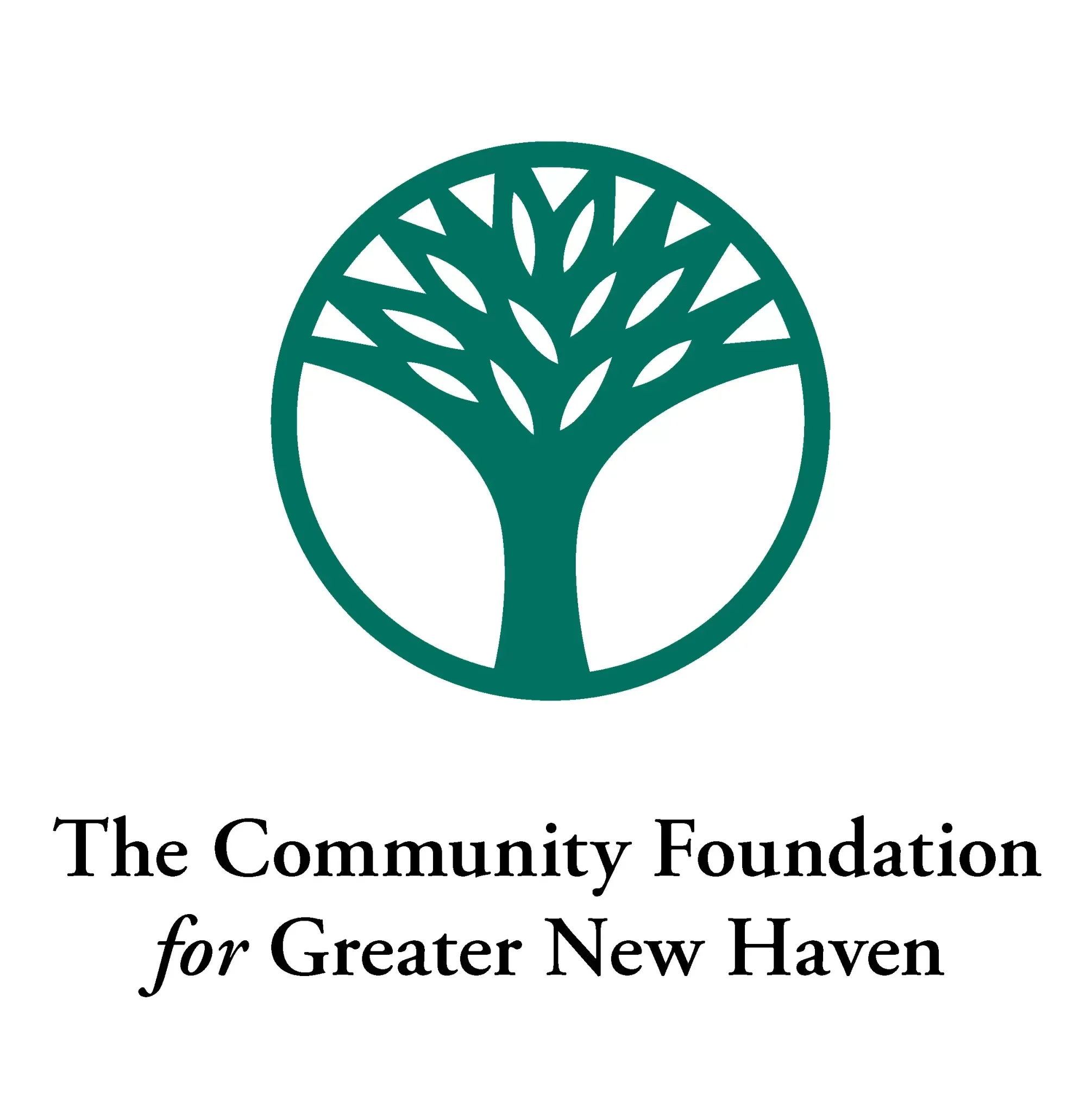 Logo of a tree inside a circle, above black text that reads 'The Community Foundation for Greater New Haven'.