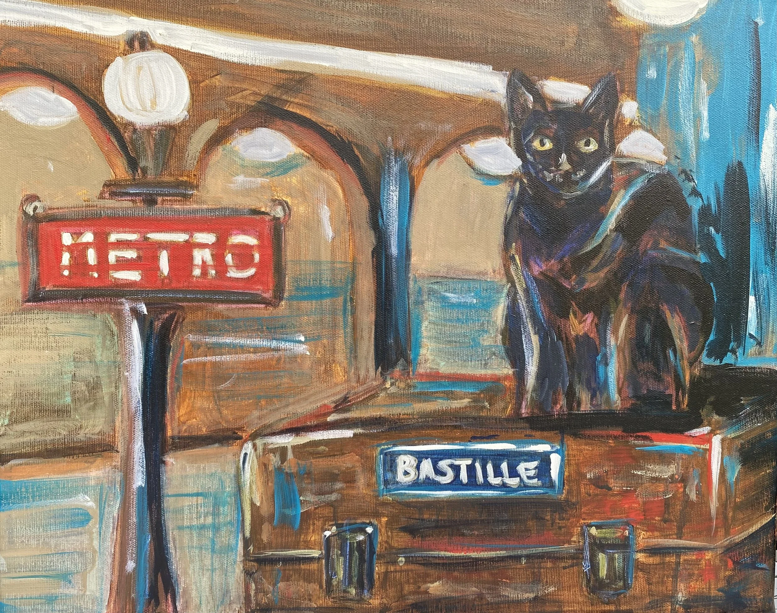 Biffy in Paris - Metro Cats - Bild auf Leinwand