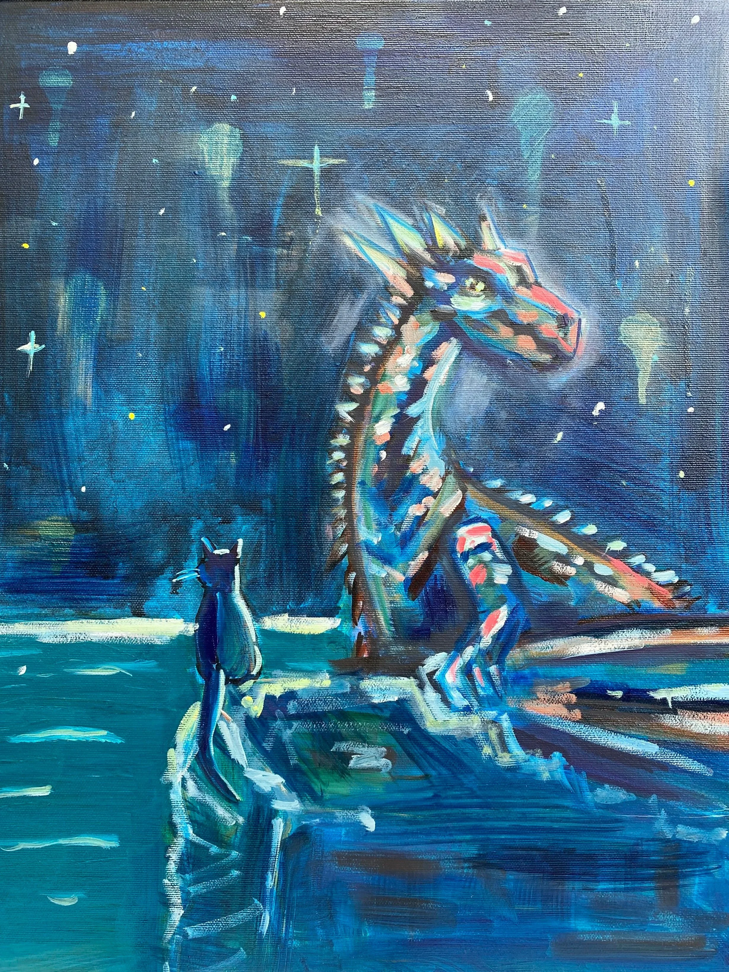 Time Traveller - Curiosity - Mystisches Mixed-Media Bild auf Leinwand