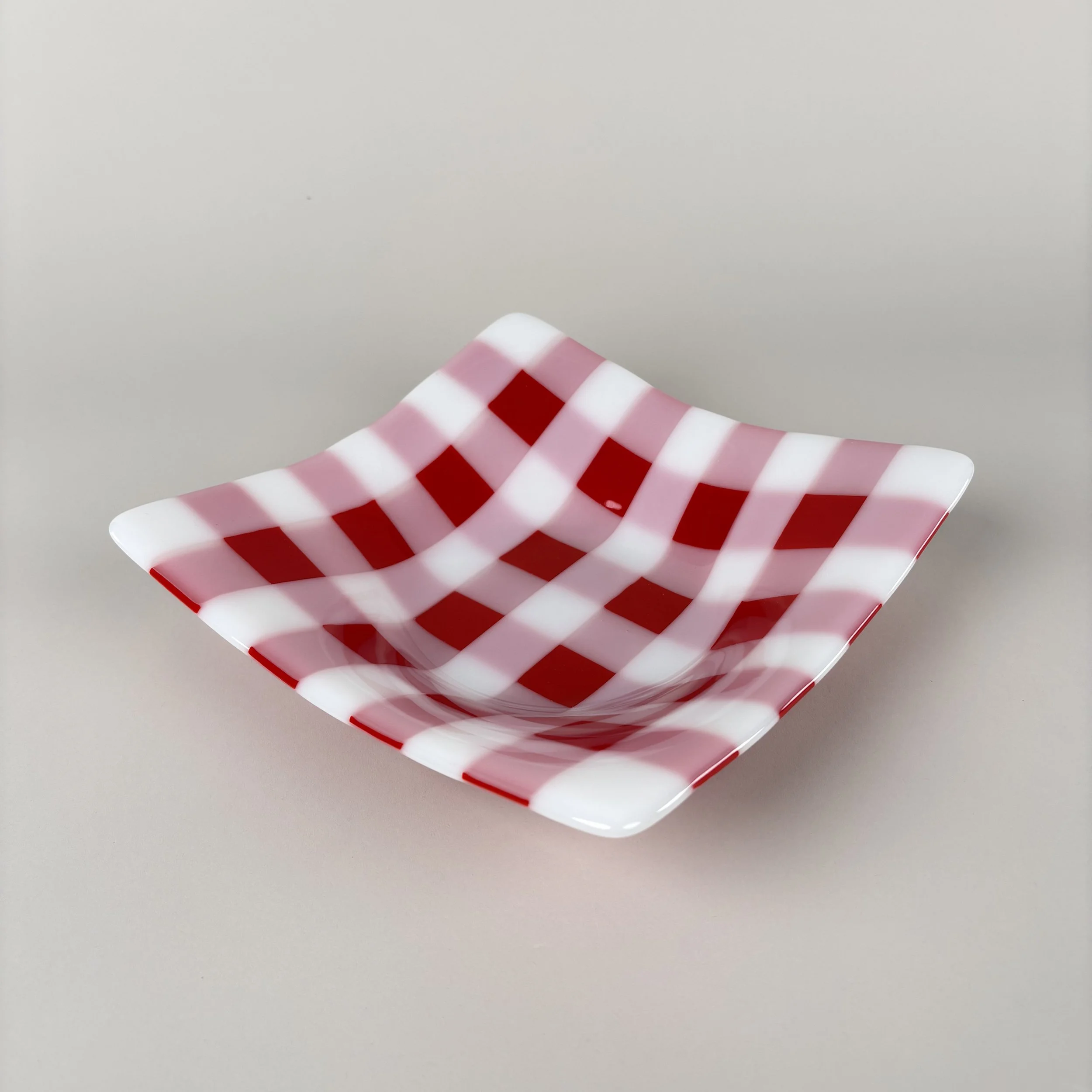 Gingham Bowl — Classic Red & White