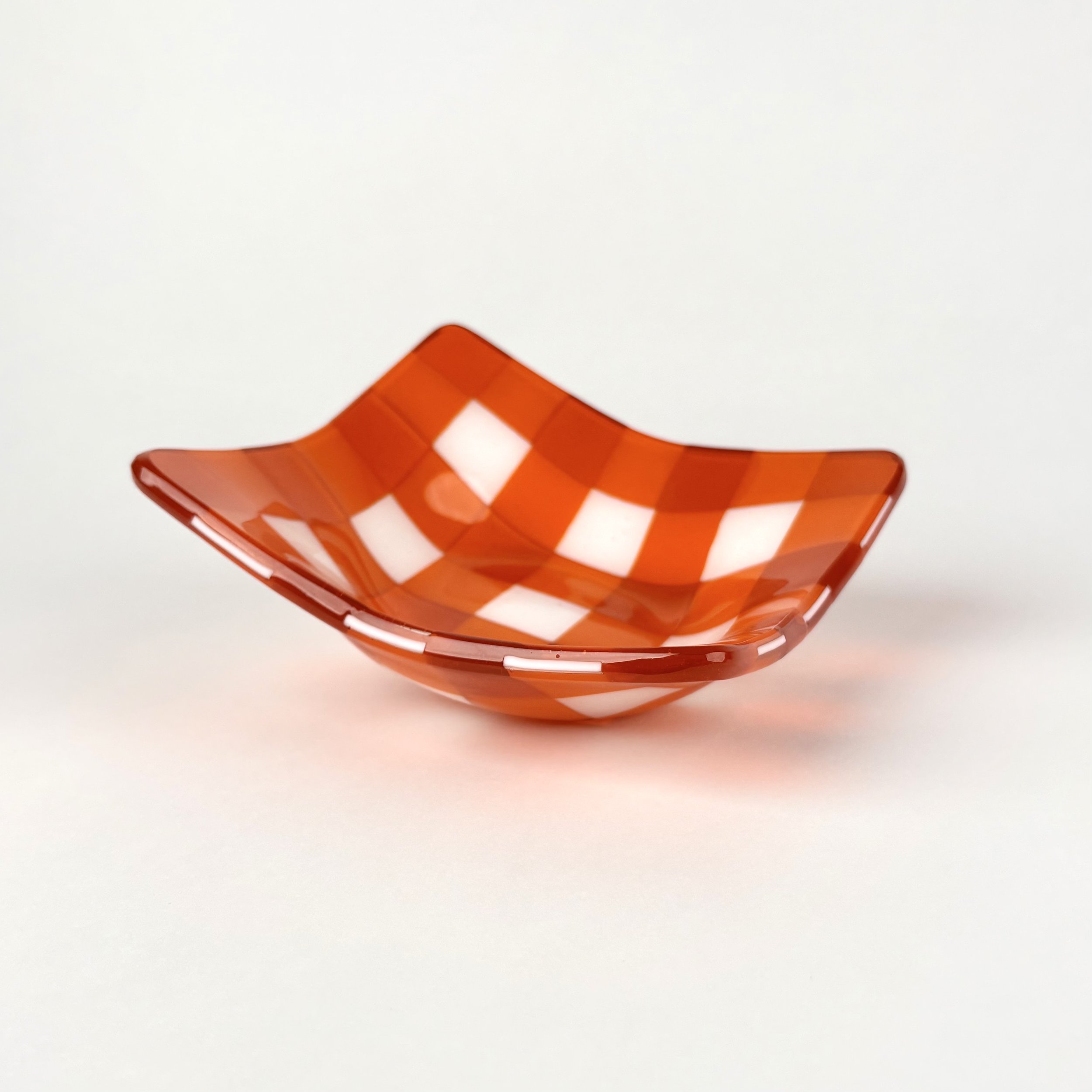 Gingham Bowl — Orange & White