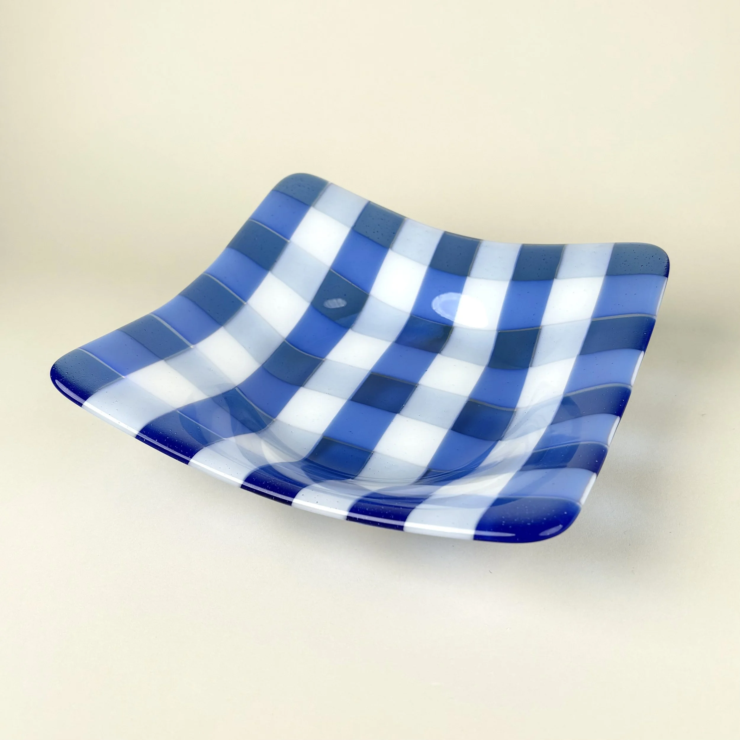 Gingham Bowl — Classic Blue & White