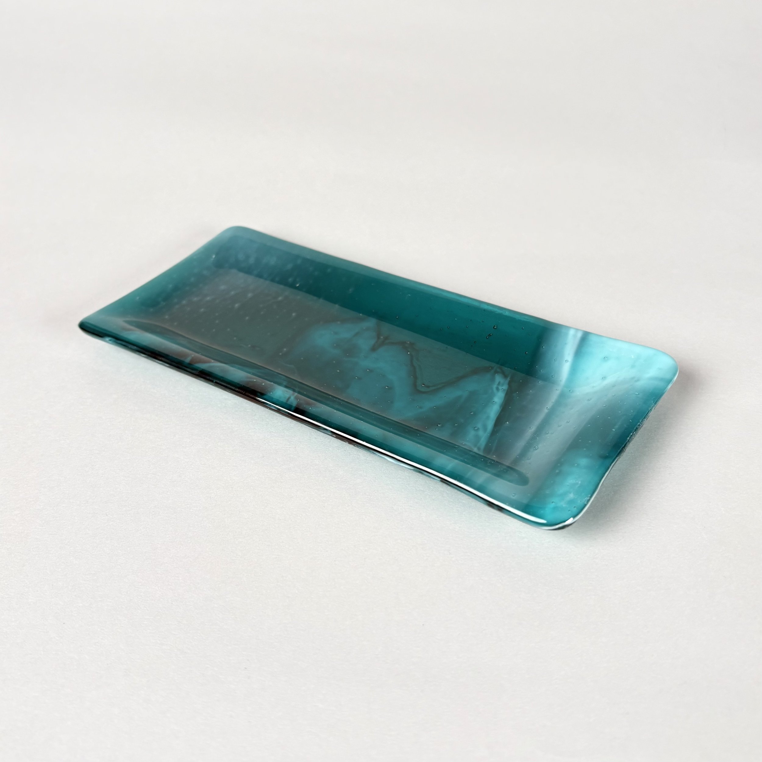 Everyday Tray - Peacock Blue & White Streaky