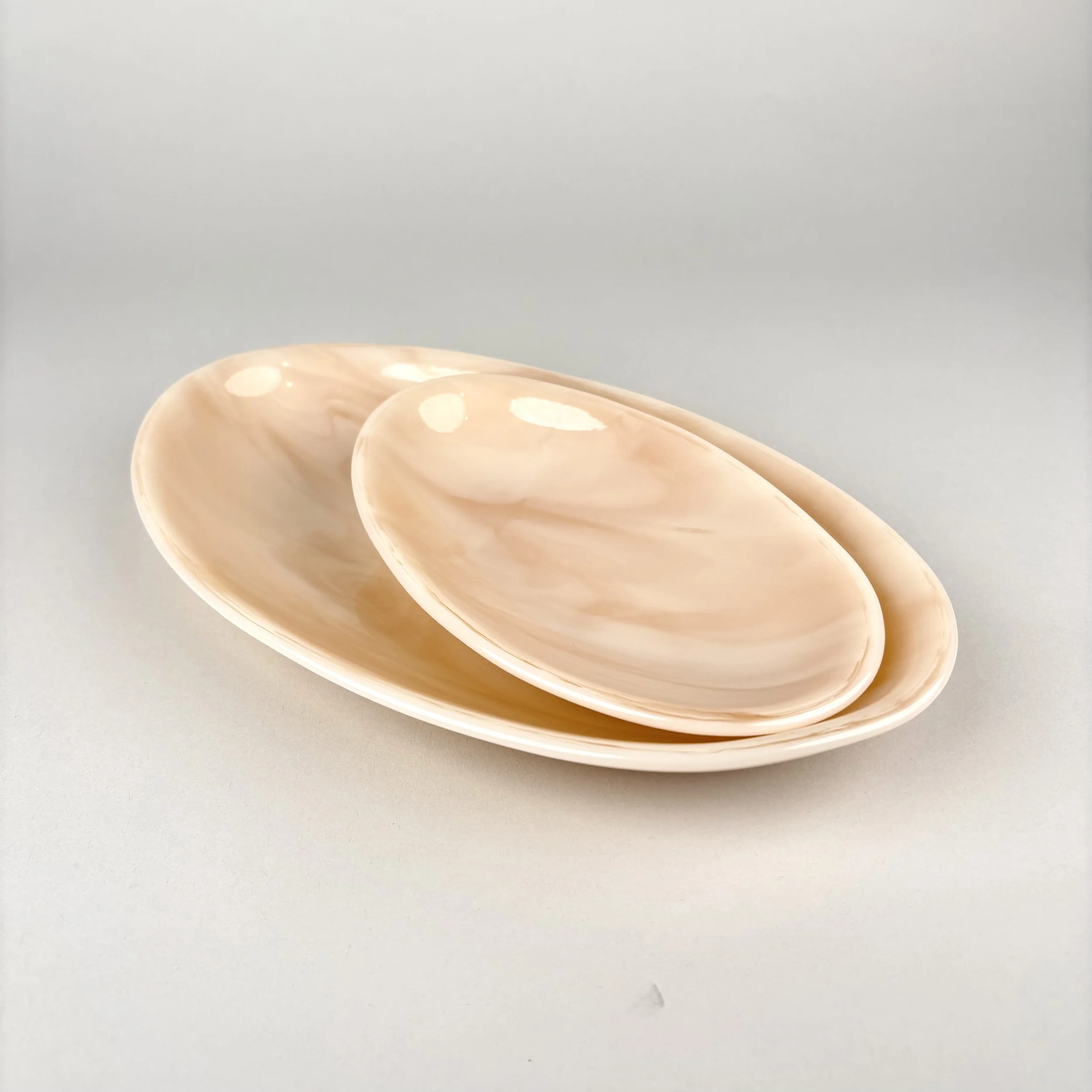 Oval Dish Set – Peach & Coral · Set of 2