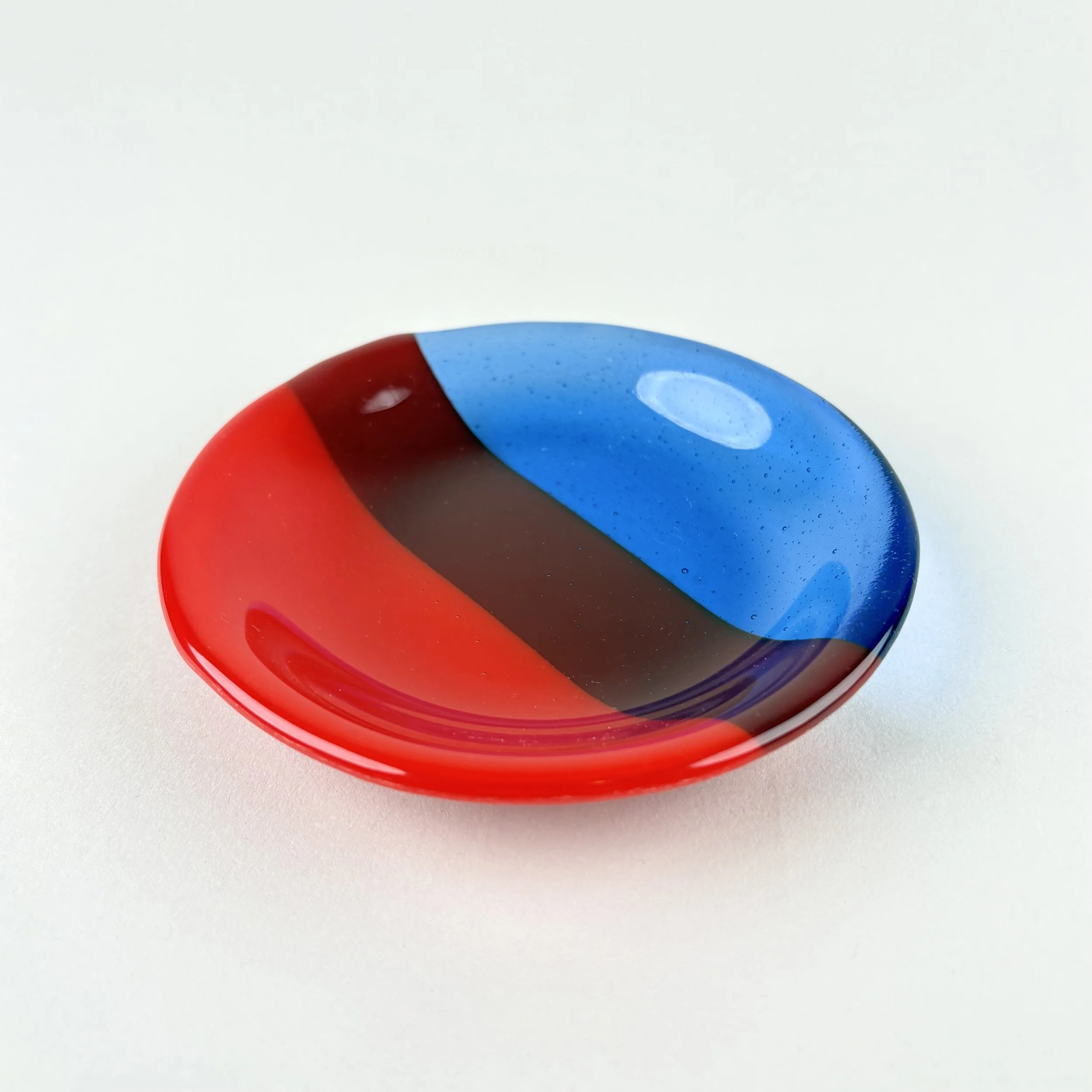Everyday Bowl — Red & Transparent Blue Layered Lines