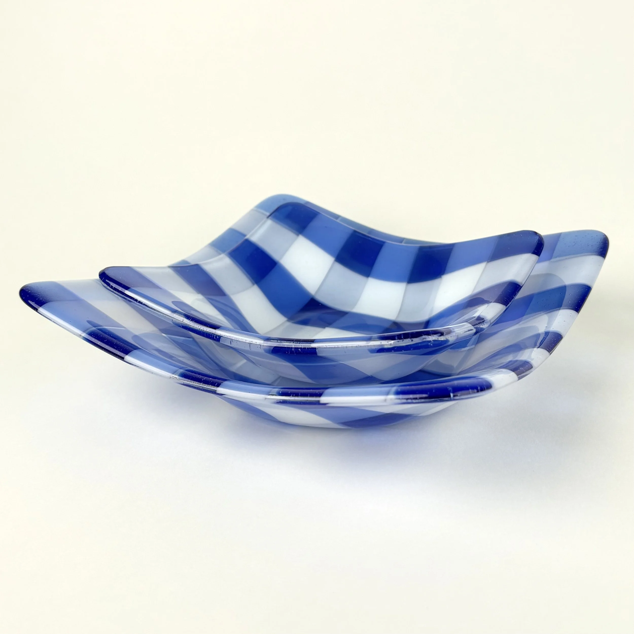 Classic Blue & White Gingham Bowl Set