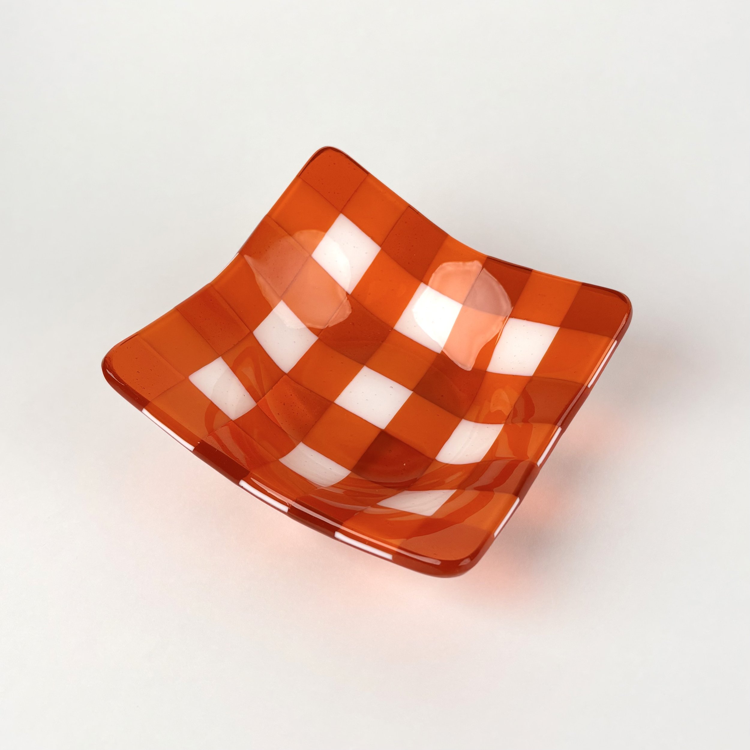 Orange & White Gingham Bowl · 6.5"