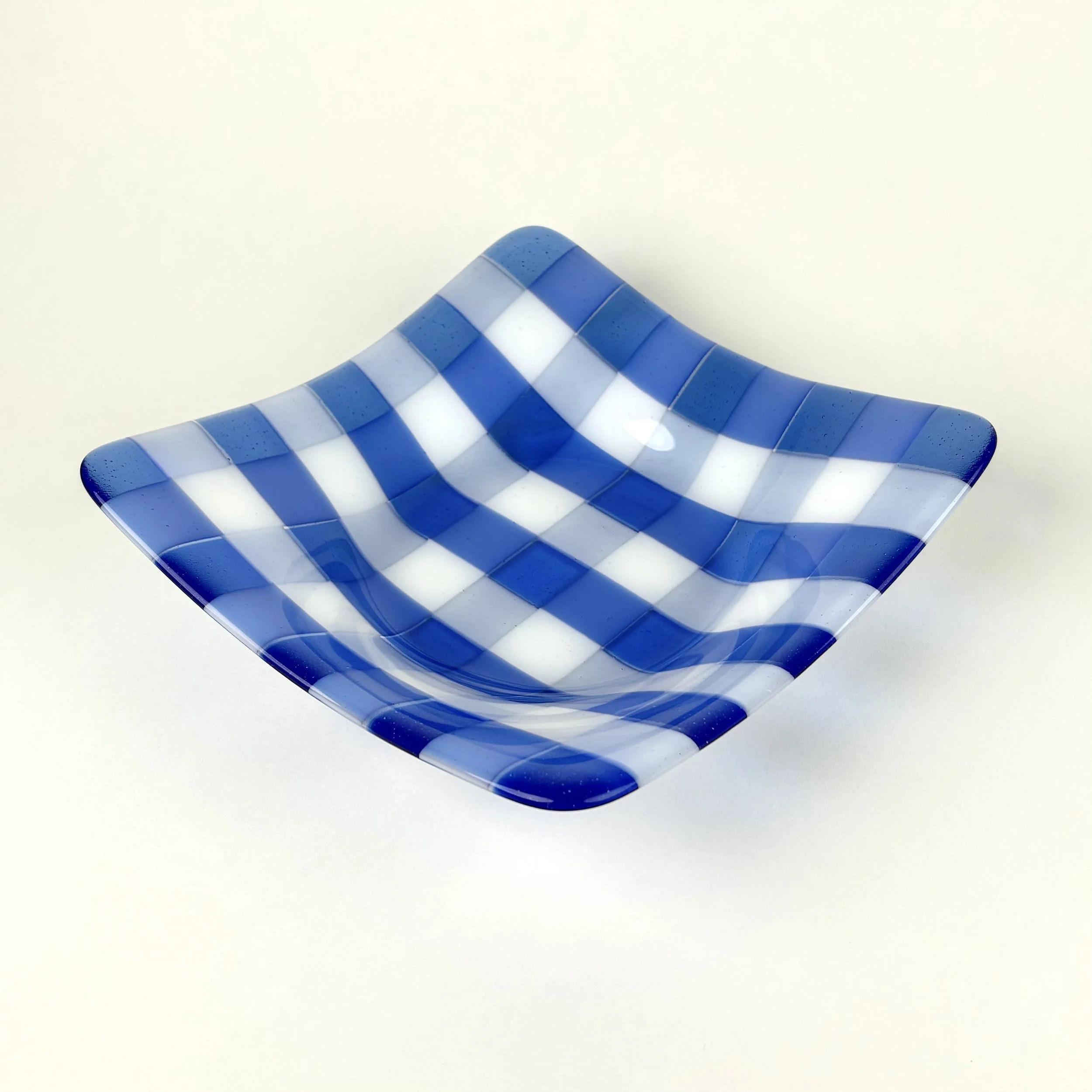 Classic Blue & White Gingham Bowl · 9.5"