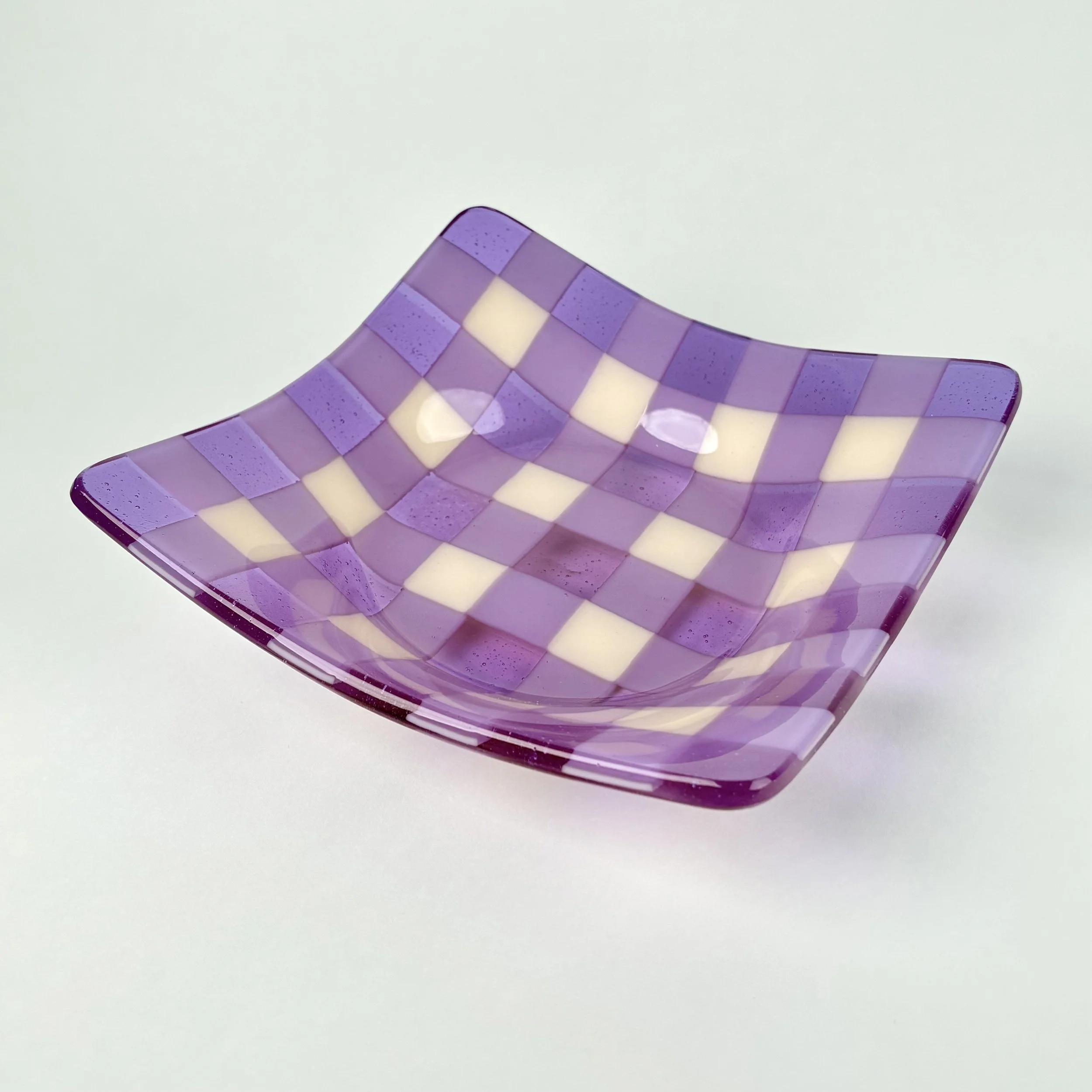 Neo-Lavender & Almond Gingham Bowl · 9"