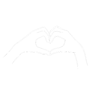 Line drawing of two hands forming a heart shape against a black background.