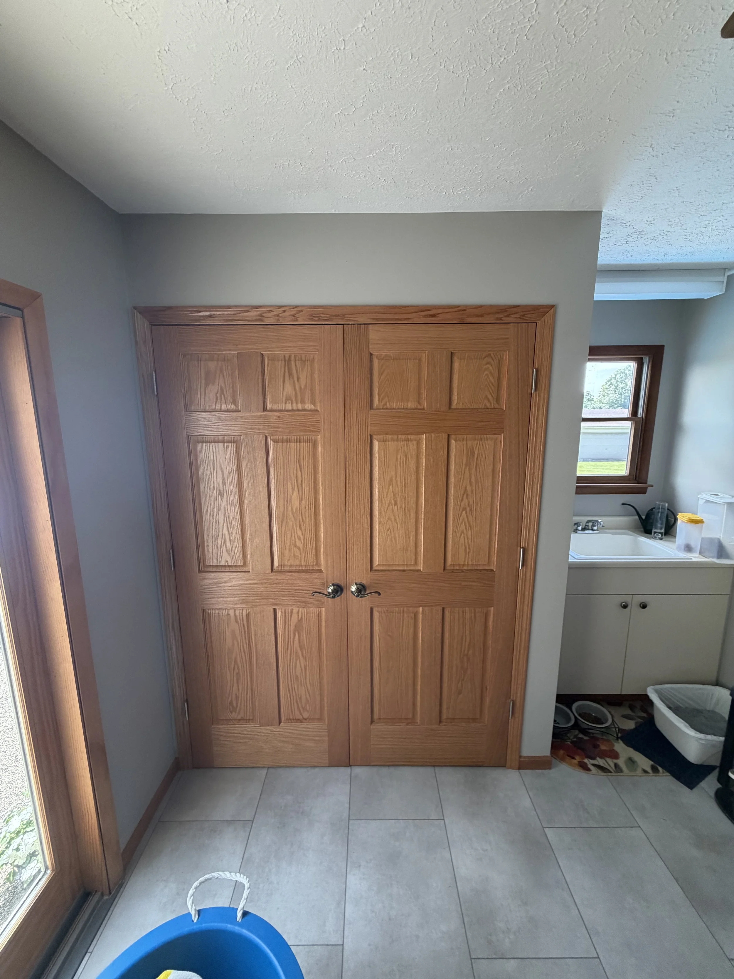 New laundry room French doors solid oak.