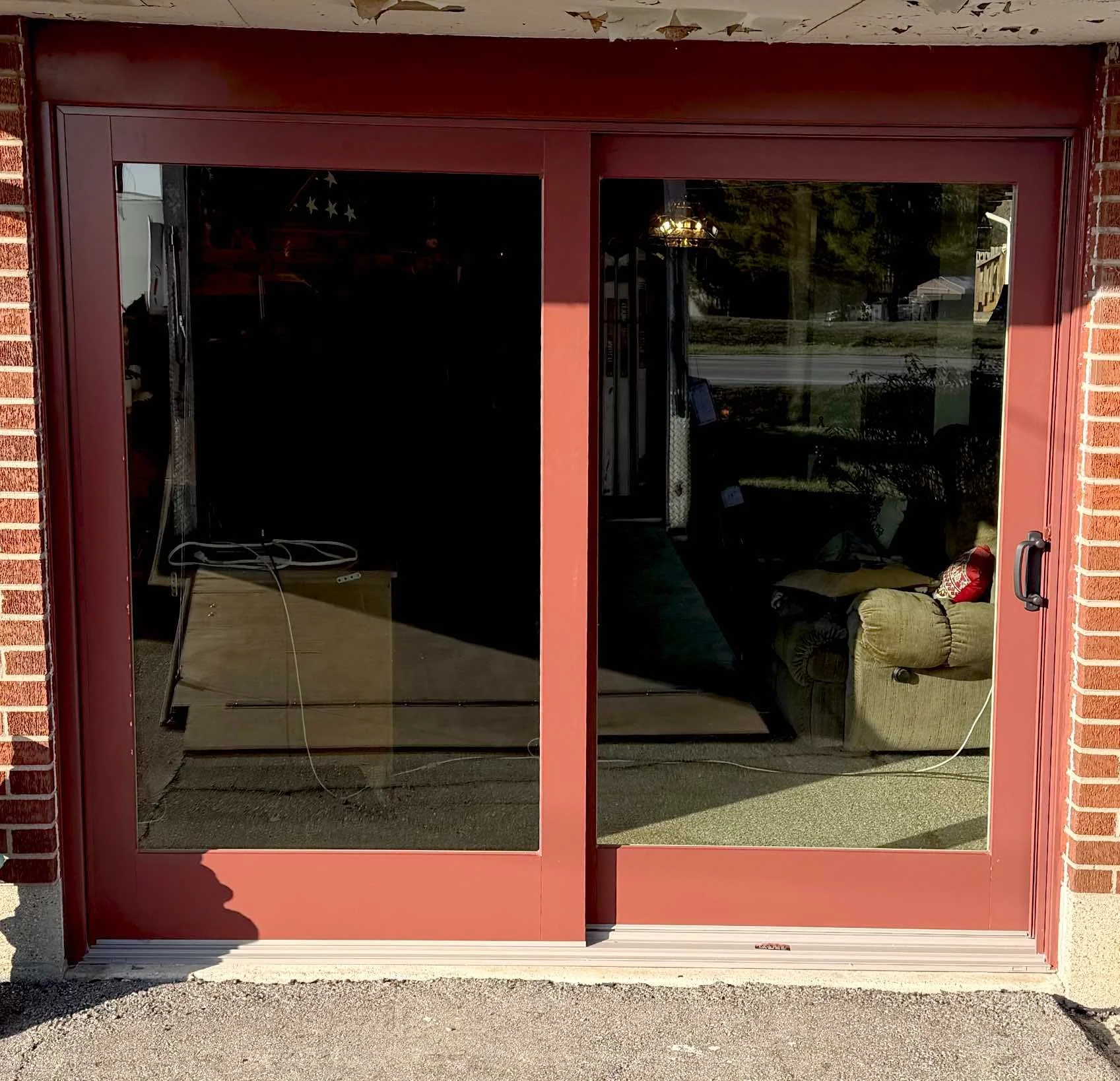Out with the old Garage door in with the new patio door!