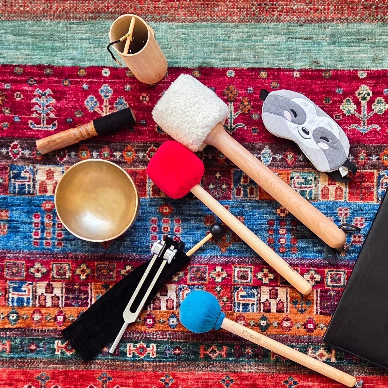Tuning fork, mallets, chimes