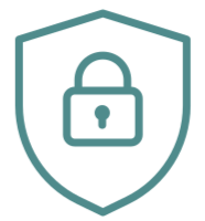 Icon of a shield with a padlock in the center, representing security or protection.