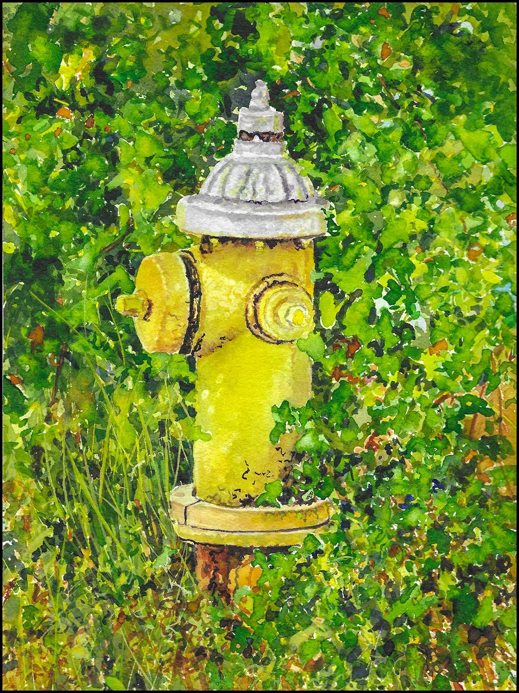 Finished Painting of Yellow Fire Hydrant
