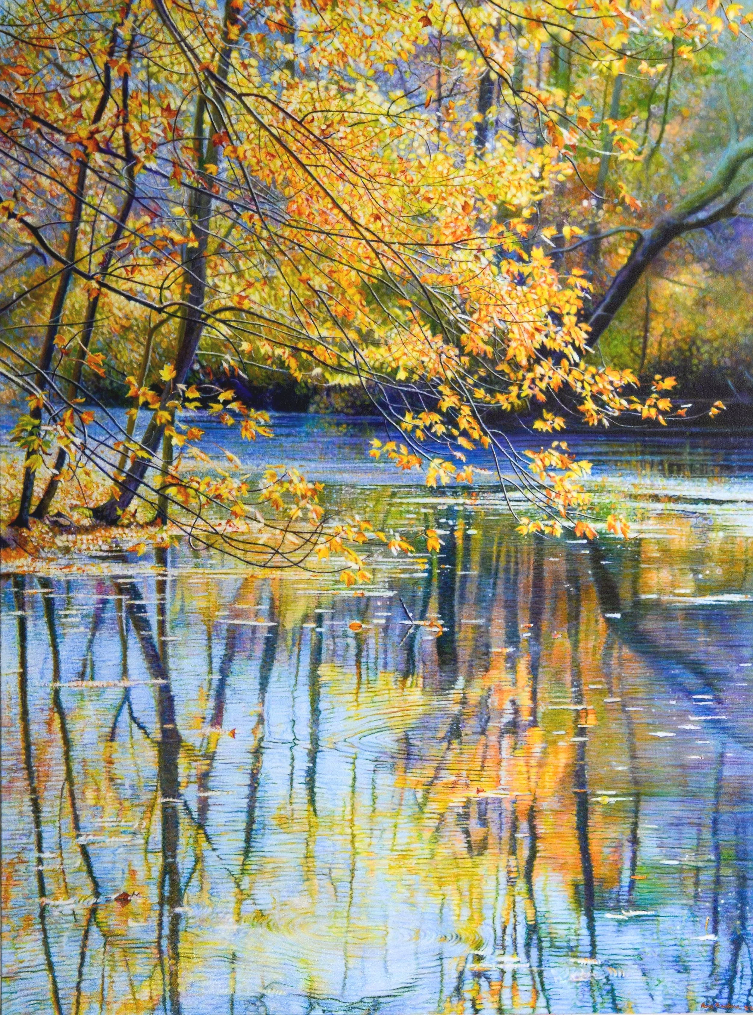 Ross Barbera, "Willow Pond, Caleb Smith State Park," Acrylic on Canvas, 48" x 36", 2022