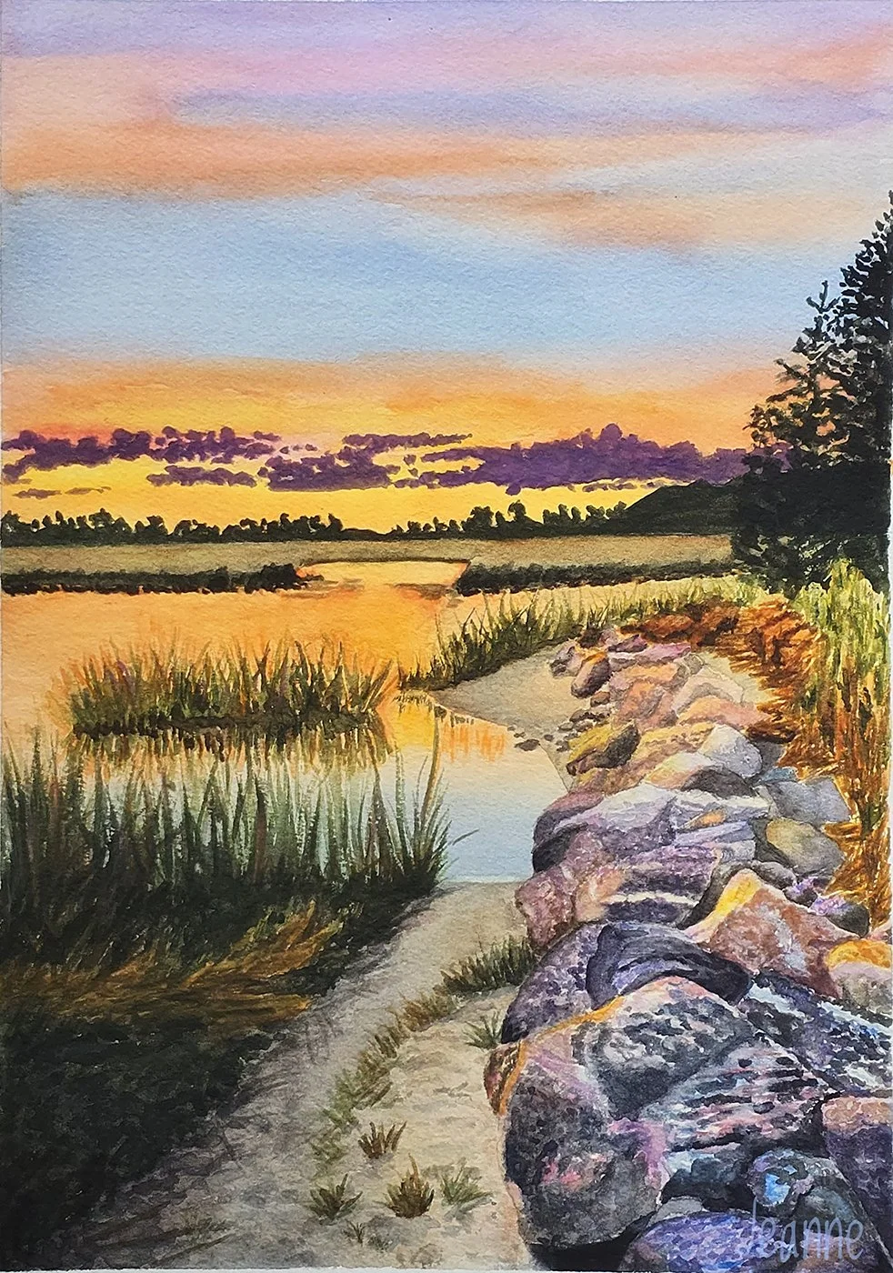Jean Murphy, "The Point at Soundview," Watercolor on Paper