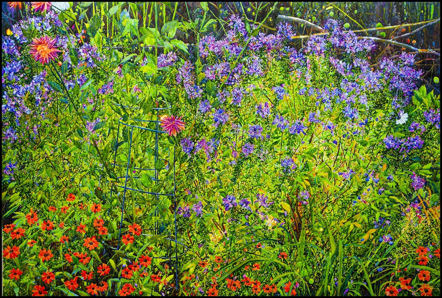 "Bonnie's Summer Garden" by Ross Barbera, Watercolor Mounted on Canvas, 32" x 48" 2018