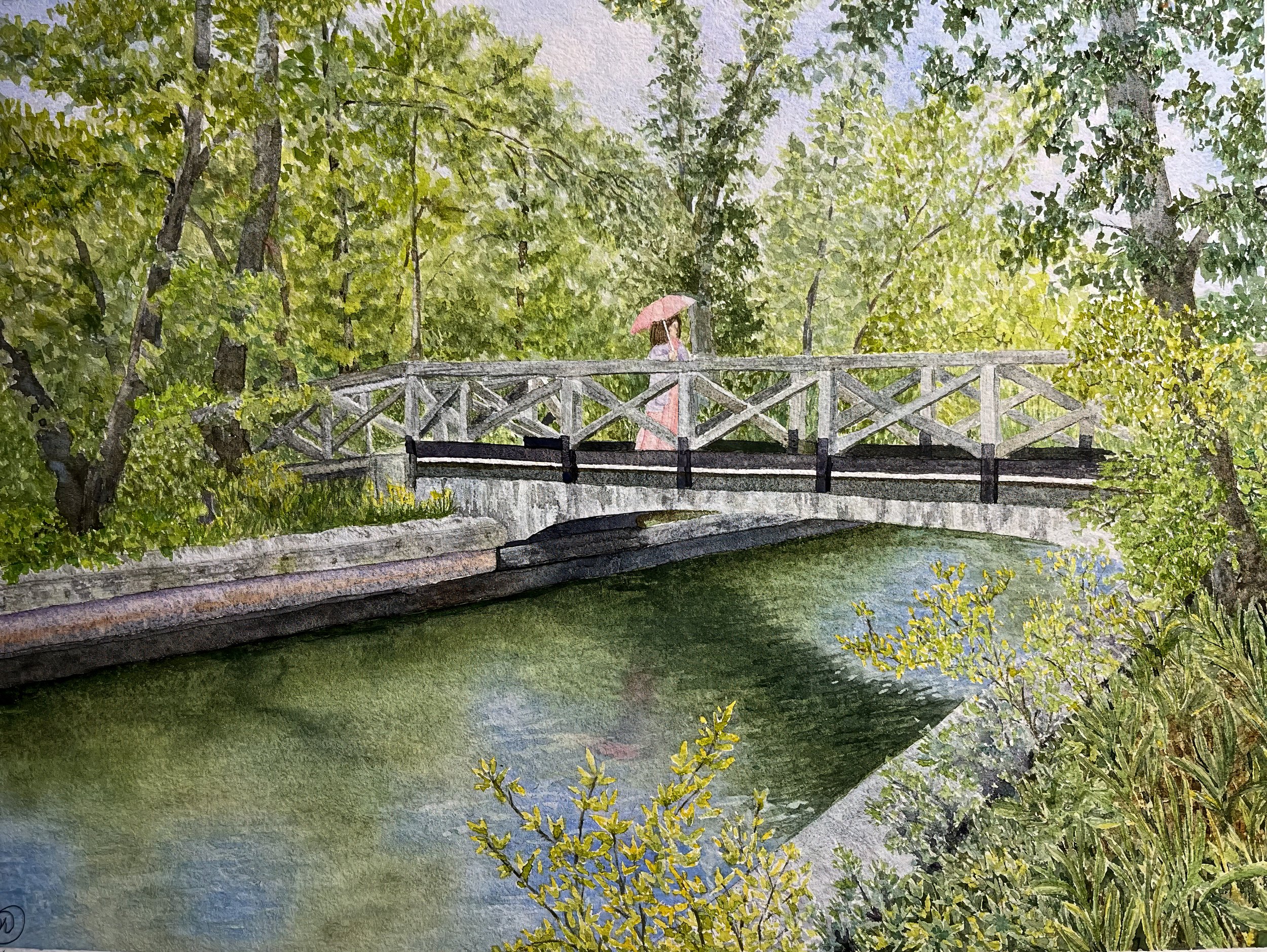 Pat Regan, "Sur La Ponte," Watercolor on Paper