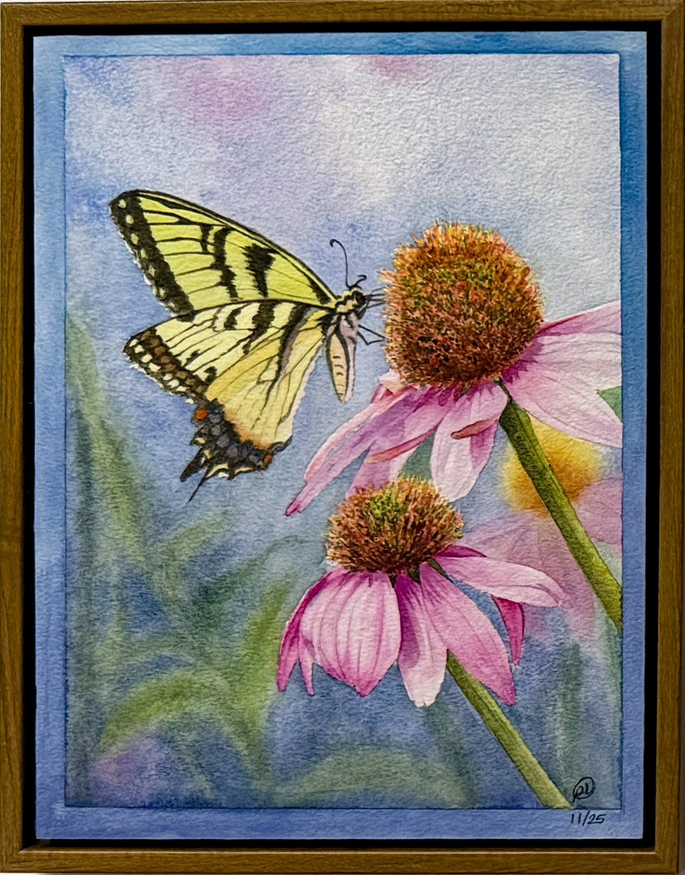 Pat Regan, "Flutter Flirtation," Watercolor on Panel