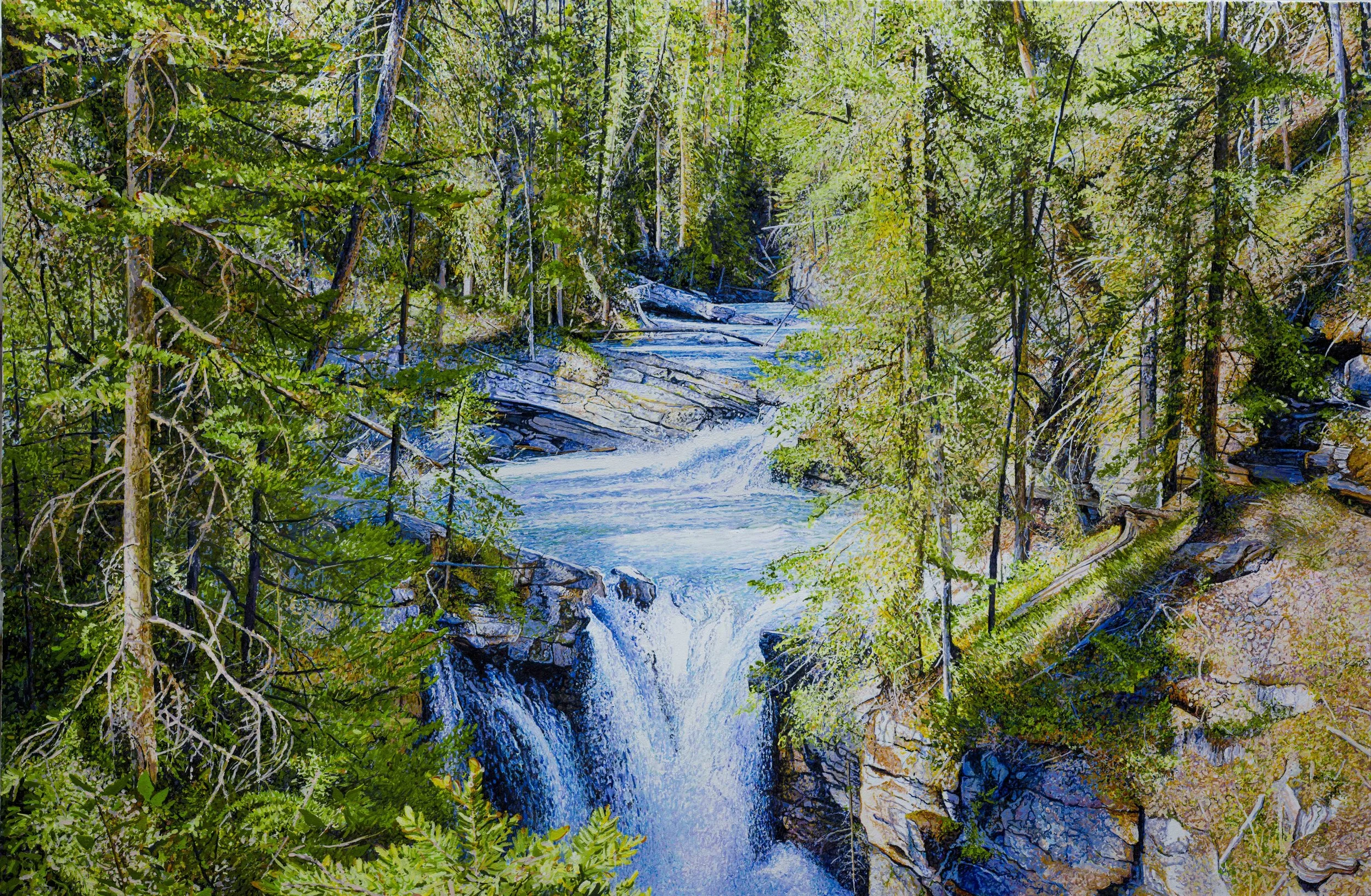"Somewhere Along Johnston Canyon, Alberta Canada," by Ross Barbera, Acrylic on Canvas, 48" x 72"