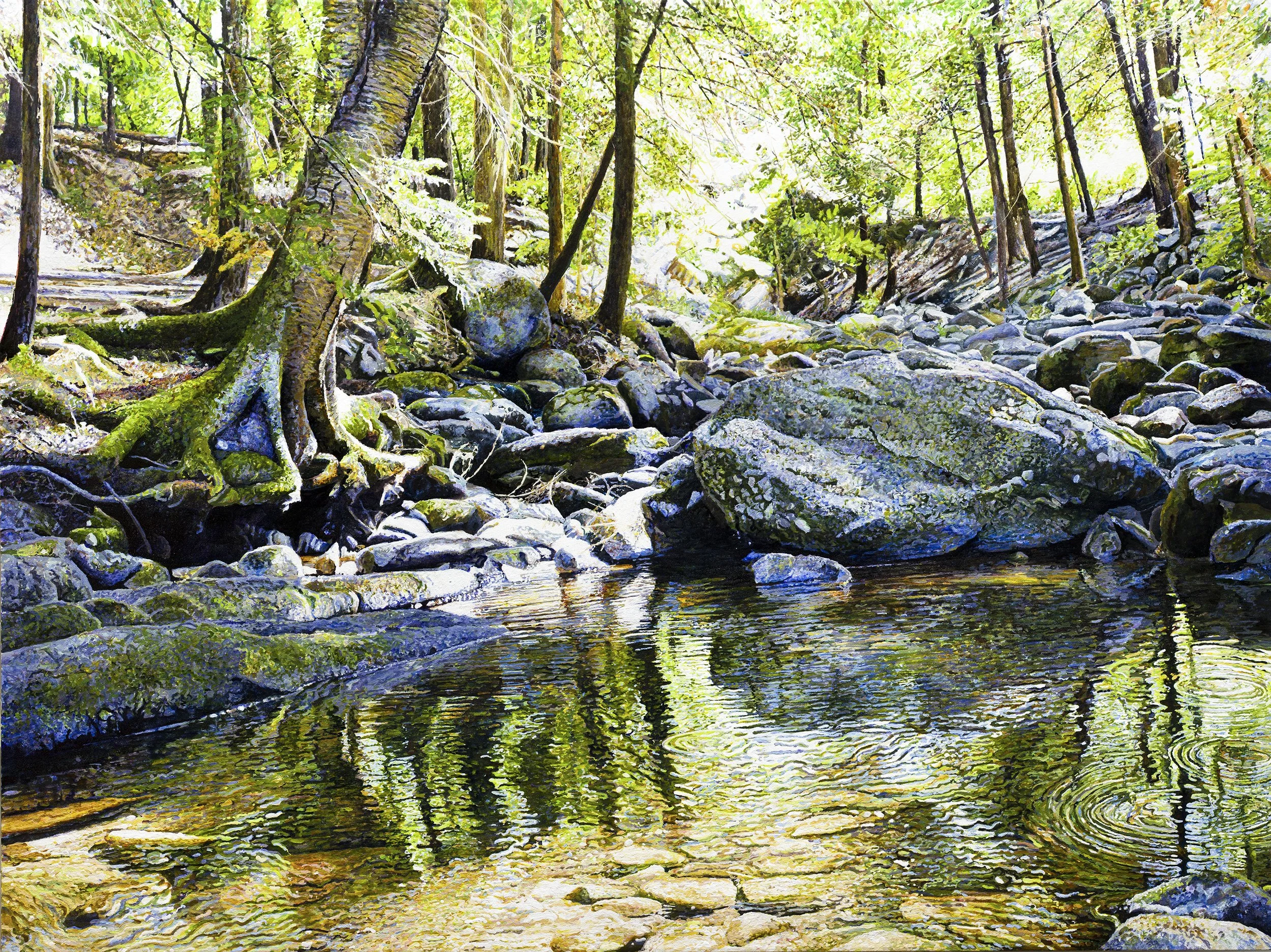 Ross Barbera, "Kent Falls," Acrylic on Canvas, 48" x 64", 2016