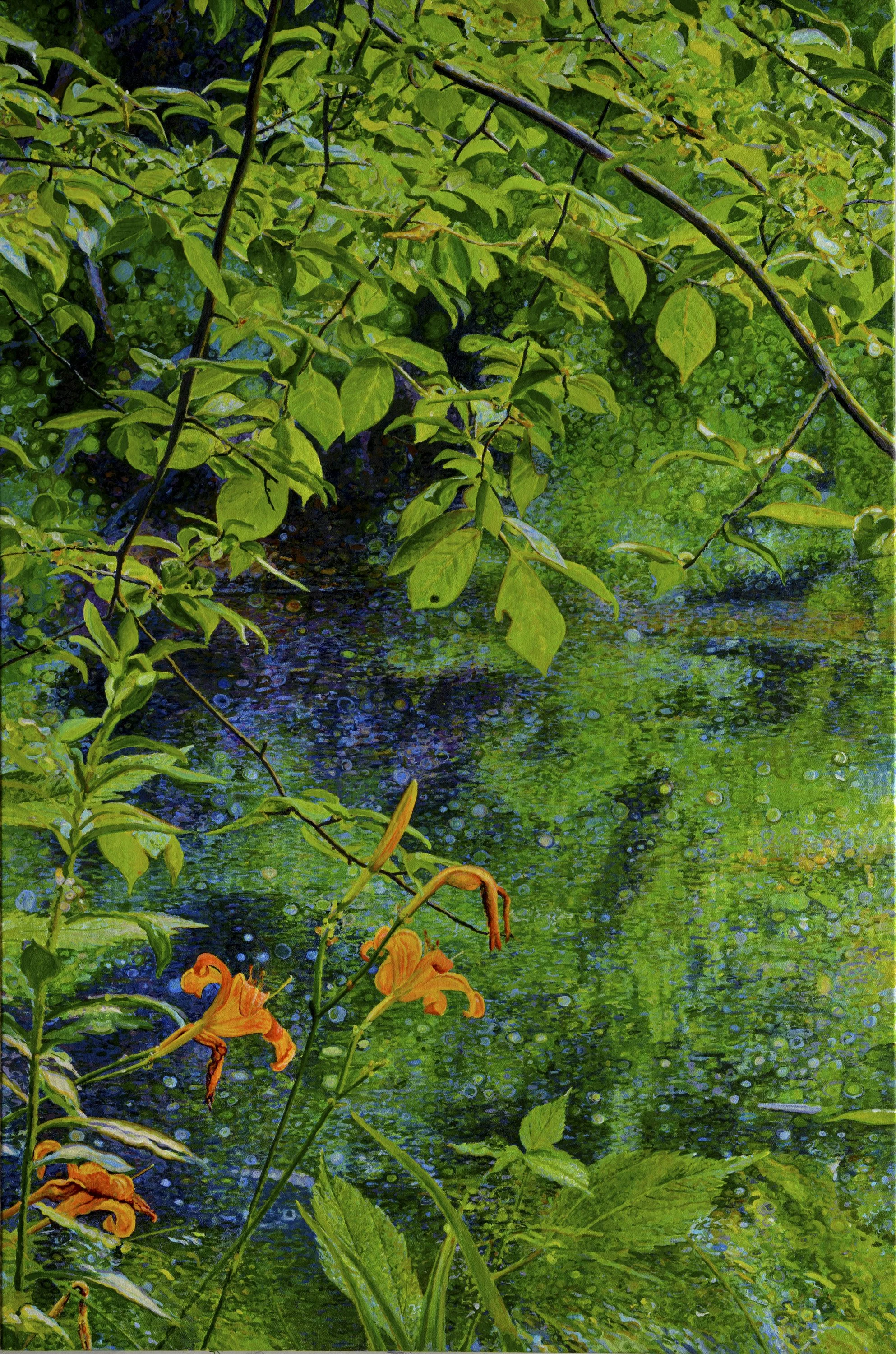 "Early July, Avalon Preserve, Stony Brook, "NY," by Ross Barbera, Acrylic on Canvas, 48" x 32", 2019