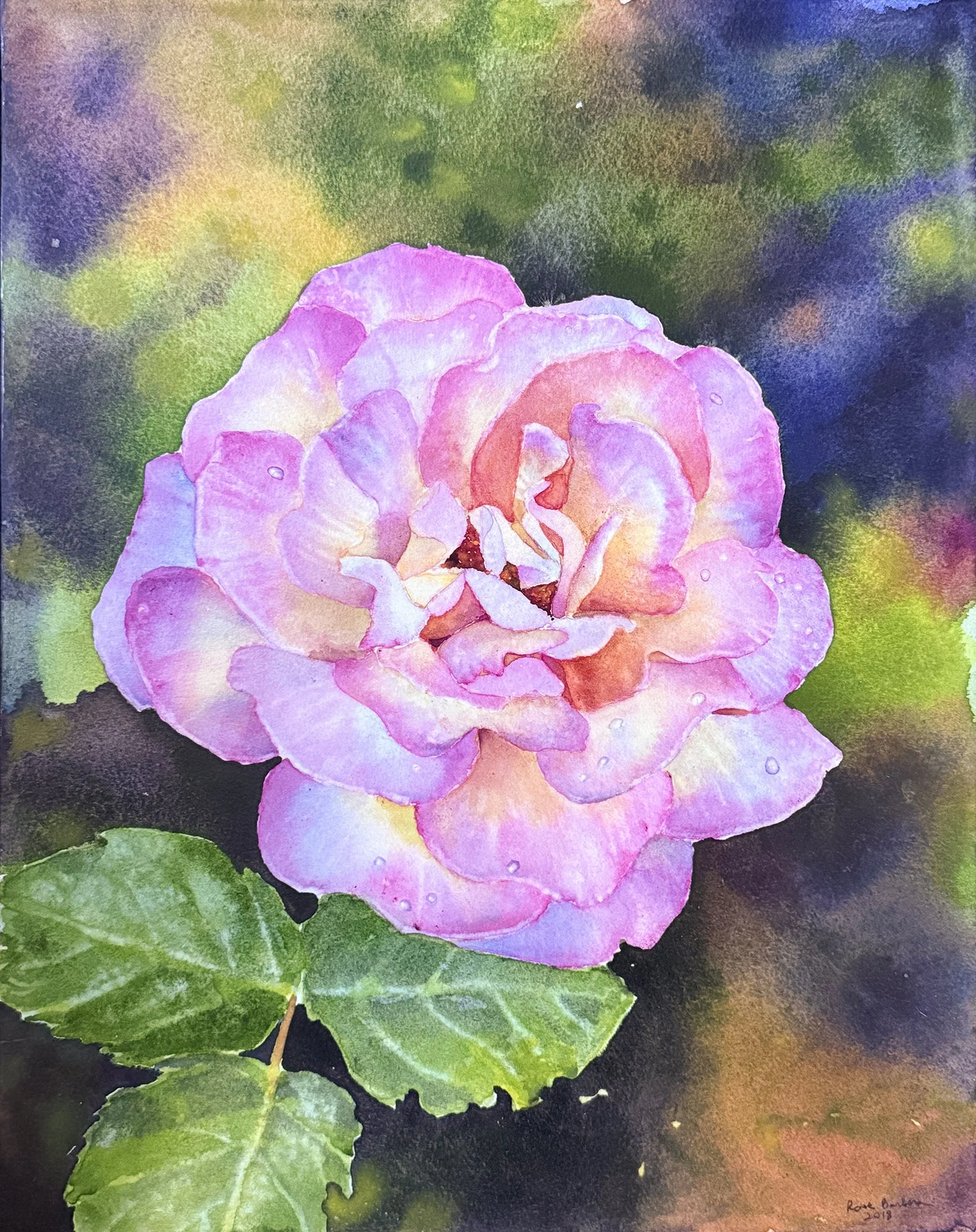 "Summer Rose," Ross Barbera, Watercolor Mounted on Canvas, $450.00
