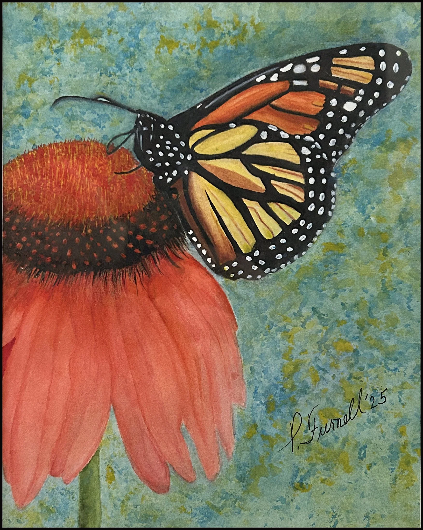Pat Furnell, "The Monarch," Watercolor on Paper