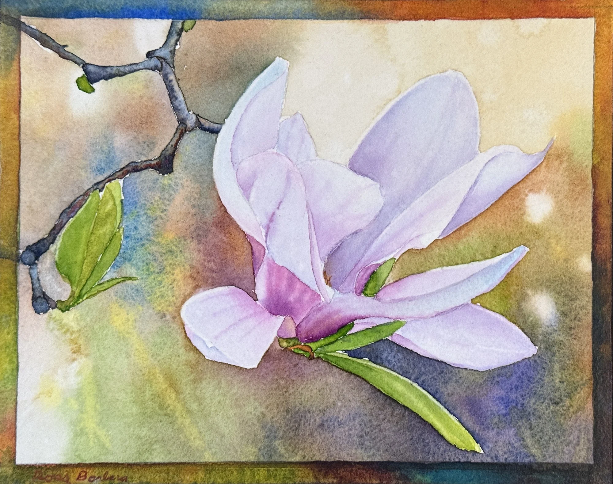 "Spring Magnolia," Ross Barbera, Watercolor on Panel, $175.00